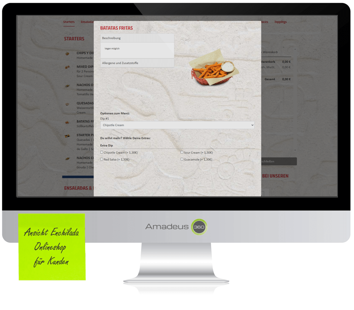 Enchilada Onlineshop mit AmadeusGo am PC komprimiert